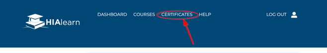 Certificate screenshot in header menu